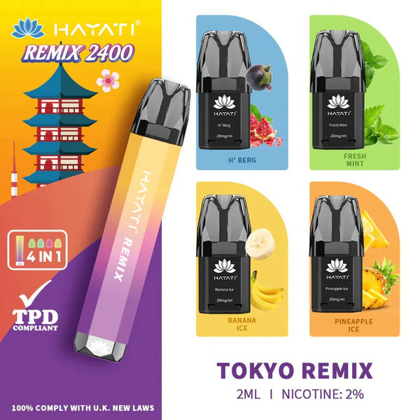 Hayati Remix 2400 Puffs 4 in 1 Prefilled Kit - Box Of 5