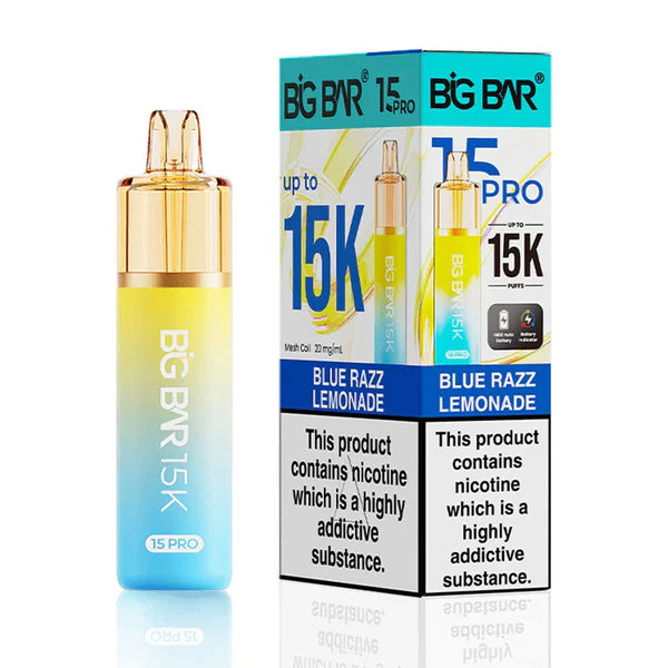 Big Bar Pro 15K Puffs Prefilled Pod Kit - Box of 5 - Blue Razz Lemonade | Wholesale UK
