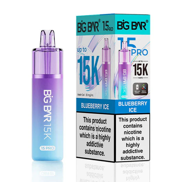 Big Bar Pro 15K Puffs Prefilled Pod Kit - Box of 5 - Blueberry Ice | Wholesale UK
