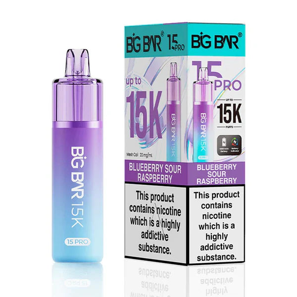 Big Bar Pro 15K Puffs Prefilled Pod Kit - Box of 5 - Blueberry Sour Raspberry | Wholesale UK