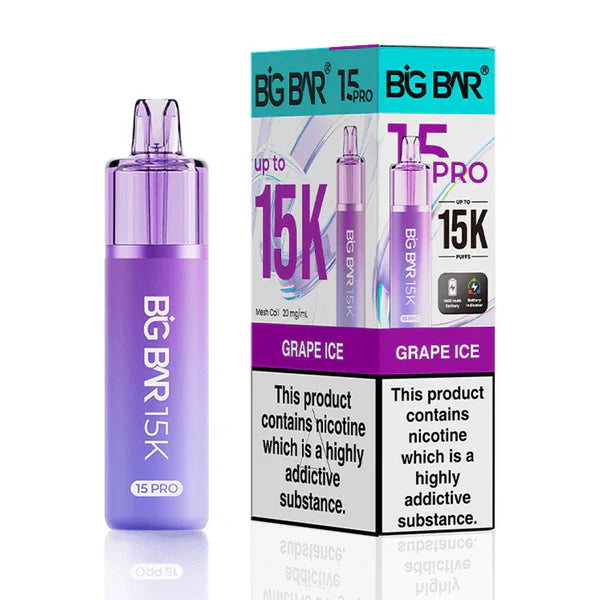 Big Bar Pro 15K Puffs Prefilled Pod Kit - Box of 5 - Grape Ice | Wholesale UK