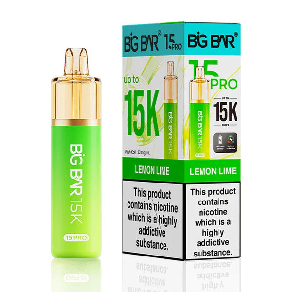 Big Bar Pro 15K Puffs Prefilled Pod Kit - Box of 5 - Lemon Lime | Wholesale UK