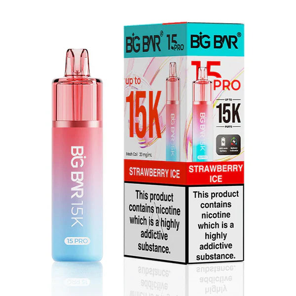 Big Bar Pro 15K Puffs Prefilled Pod Kit - Box of 5 - Strawberry Ice | Wholesale UK
