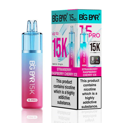 Big Bar Pro 15K Puffs Prefilled Pod Kit - Box of 5 - Strawberry Raspberry Cherry Ice | Wholesale UK