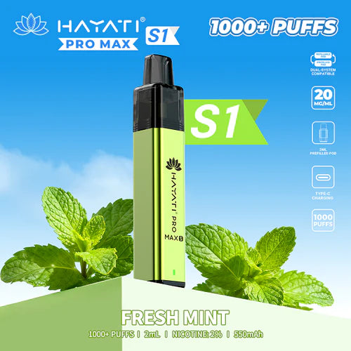 Hayati Pro Max+ S1 1000 Puffs Prefilled Kit - Box of 10