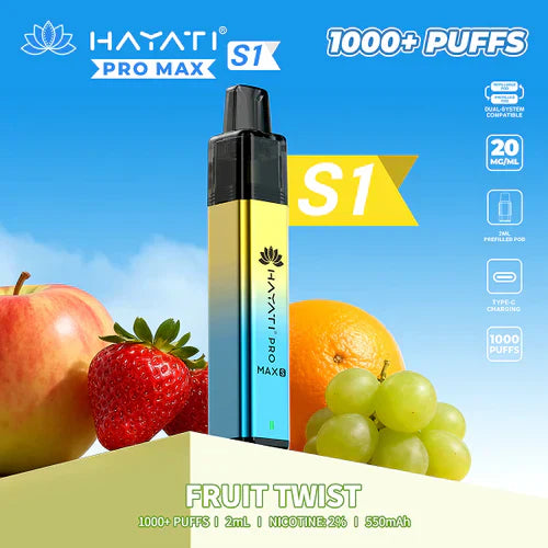 Hayati Pro Max+ S1 1000 Puffs Prefilled Kit - Box of 10