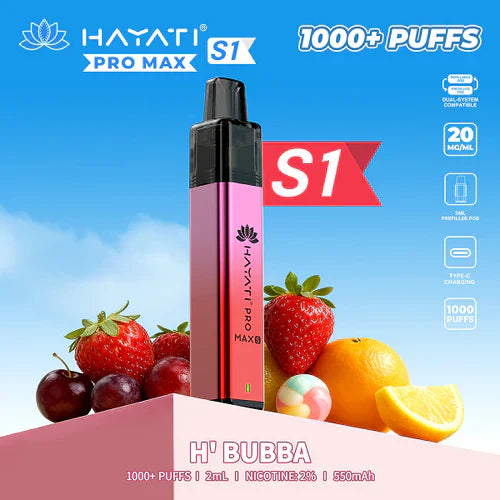 Hayati Pro Max+ S1 1000 Puffs Prefilled Kit - Box of 10