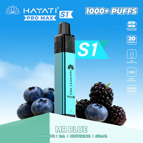 Hayati Pro Max+ S1 1000 Puffs Prefilled Kit - Box of 10