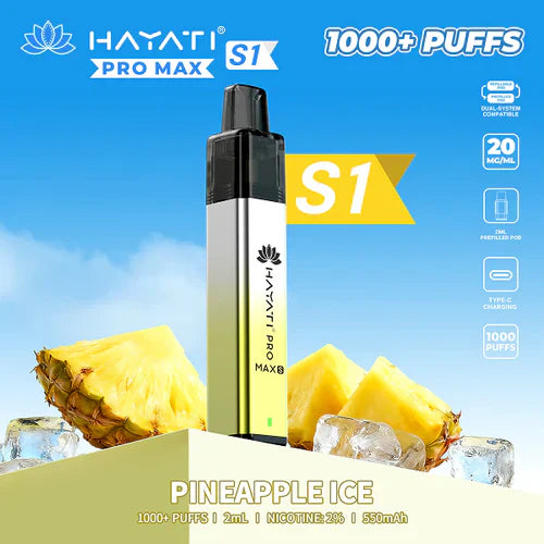 Hayati Pro Max+ S1 1000 Puffs Prefilled Kit - Box of 10