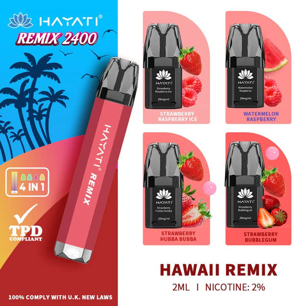 Hayati Remix 2400 Puffs 4 in 1 Prefilled Kit - Box Of 5