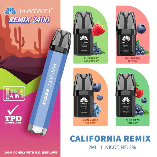 Hayati Remix 2400 Puffs 4 in 1 Prefilled Kit - Box Of 5