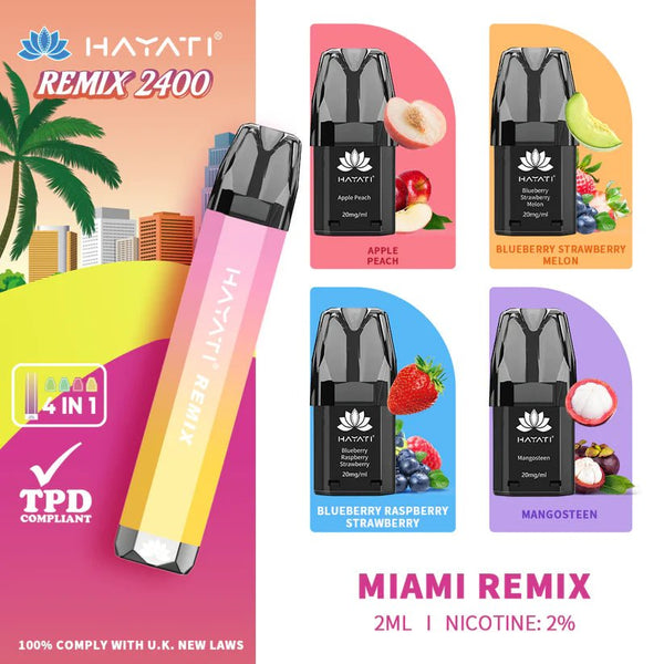 Hayati Remix 2400 Puffs 4 in 1 Prefilled Kit - Box Of 5