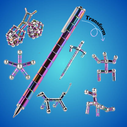 Magnetic Fidget Pen, Decompression Magnet Pen for Birthdays, Multifunction Writing Magnet Ballpoint Pen for Anxiety Stress Reducing, Novelty Christmas Gifts (Colourful)