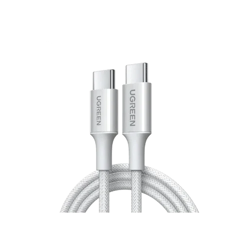 1.5m USB-C to USB-C Cable - 60W PD Fast Charge - Braided White